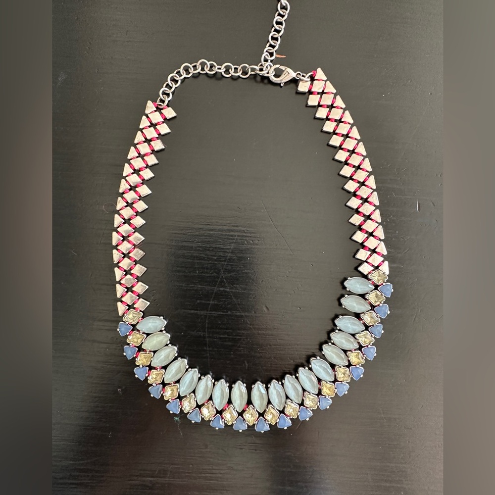 Stella & Dot silver faux gemstone necklace
